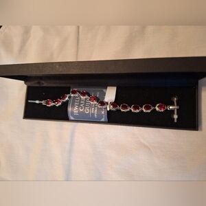 NWT Danbury Mint Red Gemstone and Silver Bracelet